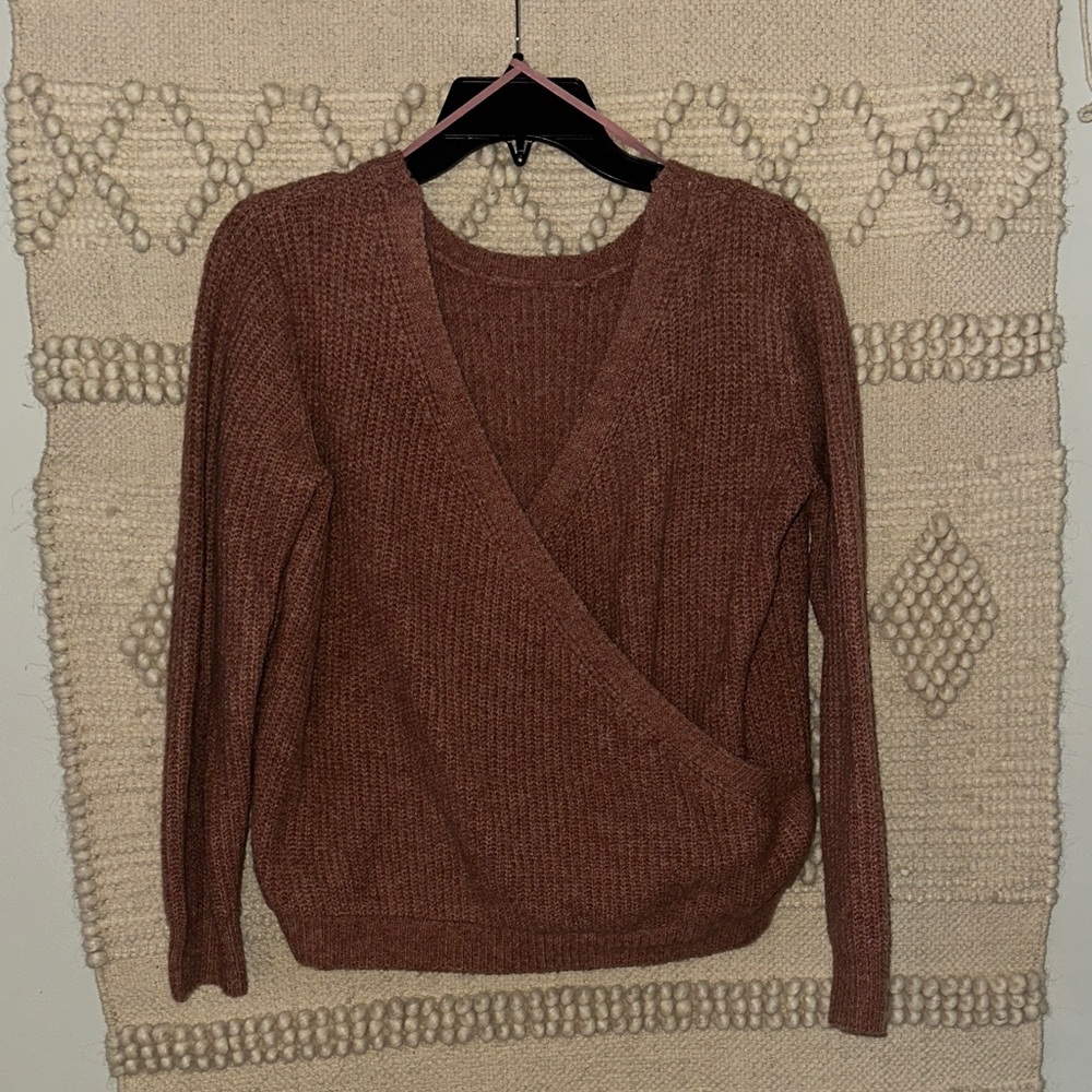 Wishlist V-Neck Sweater - Pink/Brown